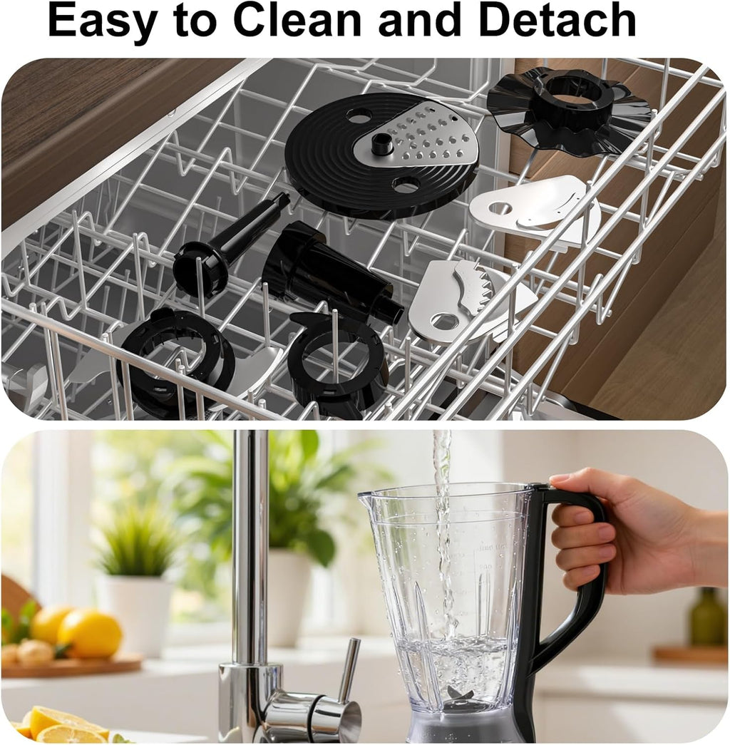 Food Processor Multifunctional and Blender with 2 Speeds Pulse Mixing Bowl Large Capacity for Slicing Shredding Kneading Juicing Dishwasher Safe Parts (7-IN-1 Food Processor)