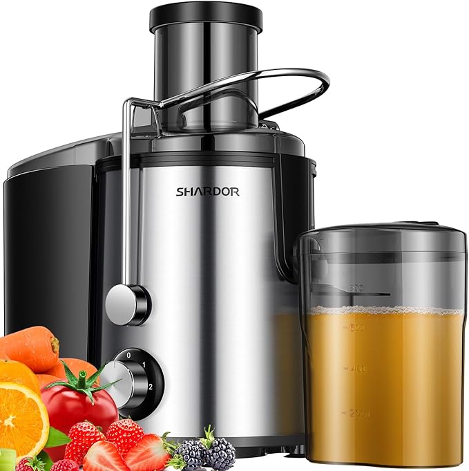SHARDOR Juicer Machines, 3 Speed Control with 800W Juicers for Fruit and Vegetables,Higher Juice Yield Extractor Machine, Stainless Steel Centrifugal Juicers