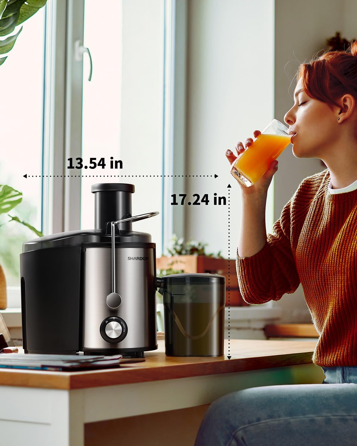 SHARDOR Juicer Machines, 3 Speed Control with 800W Juicers for Fruit and Vegetables,Higher Juice Yield Extractor Machine, Stainless Steel Centrifugal Juicers